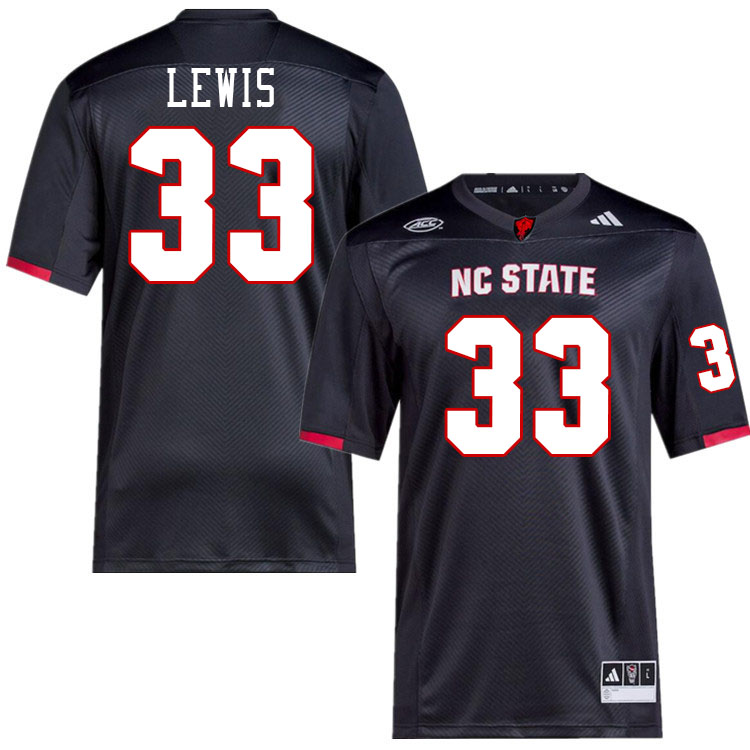 Men #33 Cannon Lewis NC State Wolfpack College Football Jerseys Stitched-Black